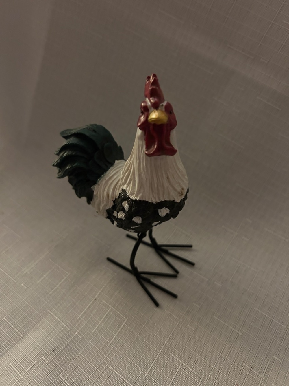 Decorative Rooster Figurine in White, Black, Red & Yellow - Picture 2 of 5